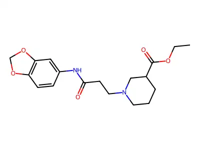 Ethyl 1-[3-(1,3-benzodioxol-5-ylamino)-3-oxopropyl]piperidine-3-carboxylate structure