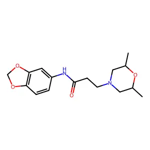 N-(1,3-benzodioxol-5-yl)-3-(2,6-dimethylmorpholin-4-yl)propanamide structure