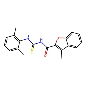N-[(2,6-dimethylphenyl)carbamothioyl]-3-methyl-1-benzofuran-2-carboxamide structure