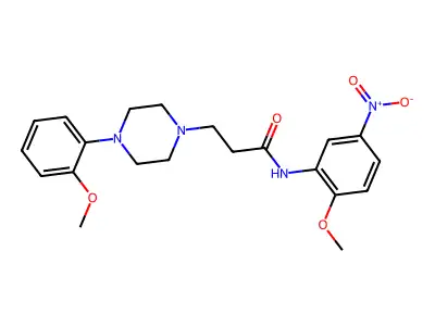 N-(2-methoxy-5-nitrophenyl)-3-[4-(2-methoxyphenyl)piperazin-1-yl]propanamide structure