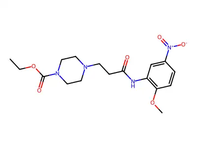Ethyl 4-{2-[(2-methoxy-5-nitrophenyl)carbamoyl]ethyl}piperazine-1-carboxylate structure