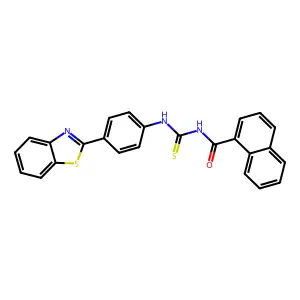 N-[[4-(1,3-benzothiazol-2-yl)phenyl]carbamothioyl]naphthalene-1-carboxamide structure
