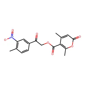 2-(4-methyl-3-nitrophenyl)-2-oxoethyl 4,6-dimethyl-2-oxo-2H-pyran-5-carboxylate structure