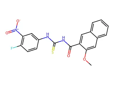 N-[(4-fluoro-3-nitrophenyl)carbamothioyl]-3-methoxynaphthalene-2-carboxamide structure