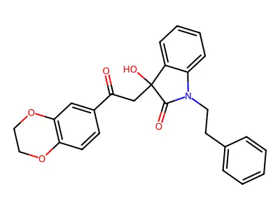 3-[2-(2,3-dihydro-1,4-benzodioxin-6-yl)-2-oxoethyl]-3-hydroxy-1-(2-phenylethyl)-1,3-dihydro-2H-indol-2-one structure