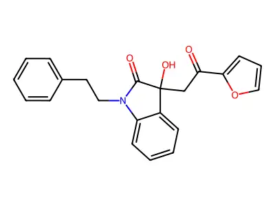 3-(2-(furan-2-yl)-2-oxoethyl)-3-hydroxy-1-phenethylindolin-2-one structure