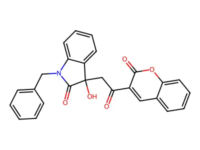 1-Benzyl-3-hydroxy-3-[2-oxo-2-(2-oxochromen-3-yl)ethyl]indol-2-one structure