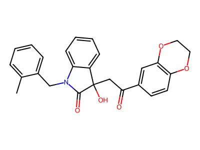 3-[2-(2,3-dihydro-1,4-benzodioxin-6-yl)-2-oxoethyl]-3-hydroxy-1-(2-methylbenzyl)-1,3-dihydro-2H-indol-2-one structure