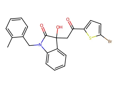 3-[2-(5-bromothiophen-2-yl)-2-oxoethyl]-3-hydroxy-1-(2-methylbenzyl)-1,3-dihydro-2H-indol-2-one structure