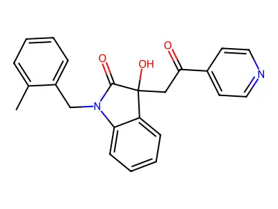 3-hydroxy-1-(2-methylbenzyl)-3-[2-oxo-2-(pyridin-4-yl)ethyl]-1,3-dihydro-2H-indol-2-one structure