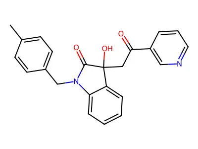 3-Hydroxy-1-[(4-methylphenyl)methyl]-3-(2-oxo-2-pyridin-3-ylethyl)indol-2-one structure