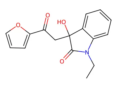 1-Ethyl-3-[2-(furan-2-yl)-2-oxoethyl]-3-hydroxyindol-2-one structure
