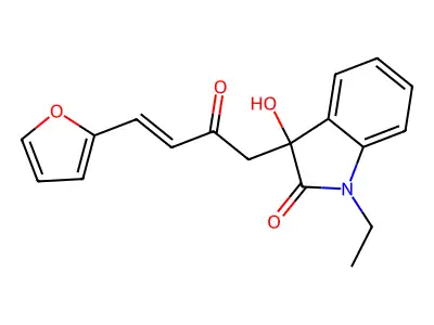 1-Ethyl-3-[4-(2-furanyl)-2-oxo-3-buten-1-yl]-1,3-dihydro-3-hydroxy-2H-indol-2-one structure
