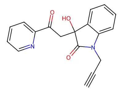 3-Hydroxy-3-(2-oxo-2-pyridin-2-ylethyl)-1-prop-2-ynylindol-2-one structure