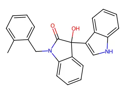 3-hydroxy-3-(1H-indol-3-yl)-1-[(2-methylphenyl)methyl]indol-2-one structure