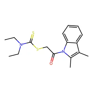 2-(2,3-dimethyl-1H-indol-1-yl)-2-oxoethyl diethylcarbamodithioate structure
