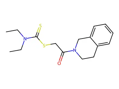 2-(3,4-Dihydroisoquinolin-2(1H)-yl)-2-oxoethyl diethylcarbamodithioate structure