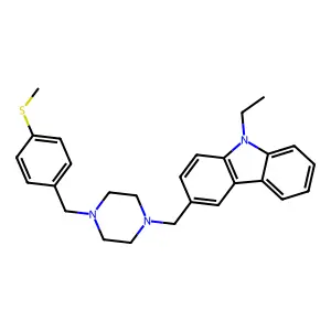 9-Ethyl-3-[[4-[(4-methylsulfanylphenyl)methyl]piperazin-1-yl]methyl]carbazole structure