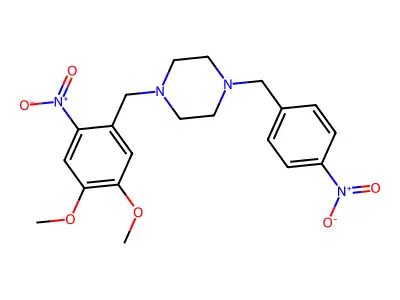 1-[(4,5-Dimethoxy-2-nitrophenyl)methyl]-4-[(4-nitrophenyl)methyl]piperazine structure