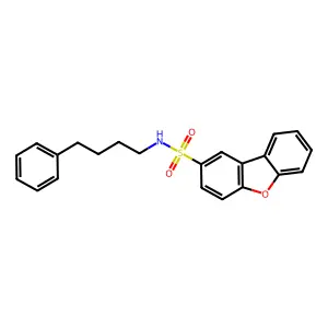 N-(4-phenylbutyl)dibenzofuran-2-sulfonamide structure