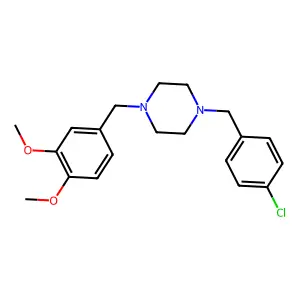 1-[(4-Chlorophenyl)methyl]-4-[(3,4-dimethoxyphenyl)methyl]piperazine structure