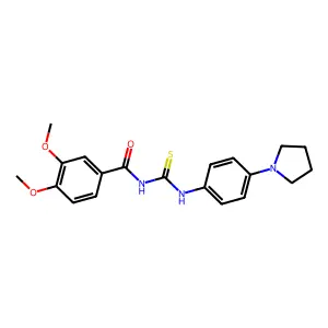 3,4-dimethoxy-N-[[4-(1-pyrrolidinyl)anilino]-sulfanylidenemethyl]benzamide structure