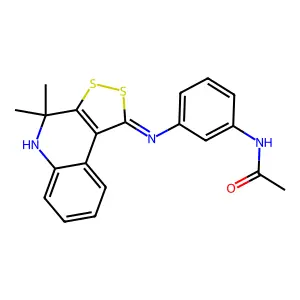 N-(3-{[(1Z)-4,4-dimethyl-4,5-dihydro-1H-[1,2]dithiolo[3,4-c]quinolin-1-ylidene]amino}phenyl)acetamide structure