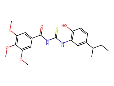 N-{[5-(butan-2-yl)-2-hydroxyphenyl]carbamothioyl}-3,4,5-trimethoxybenzamide structure