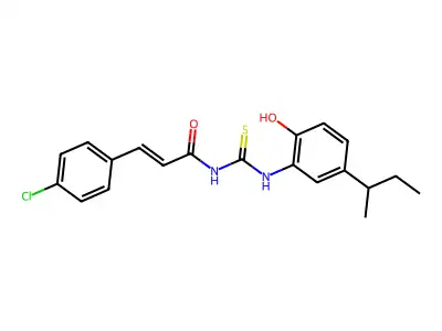 (2E)-N-{[5-(butan-2-yl)-2-hydroxyphenyl]carbamothioyl}-3-(4-chlorophenyl)prop-2-enamide structure