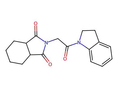 2-[2-(2,3-dihydro-1H-indol-1-yl)-2-oxoethyl]hexahydro-1H-isoindole-1,3(2H)-dione structure