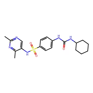4-[(cyclohexylcarbamoyl)amino]-N-(2,4-dimethylpyrimidin-5-yl)benzenesulfonamide structure
