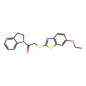 2-(6-Ethoxybenzothiazol-2-ylthio)-1-indolinylethan-1-one structure