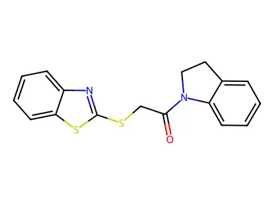 2-(Benzothiazol-2-ylsulfanyl)-1-(2,3-dihydro-indol-1-yl)-ethanone structure
