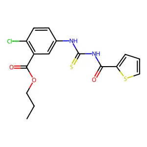 Propyl 2-chloro-5-{[(thiophen-2-ylcarbonyl)carbamothioyl]amino}benzoate structure