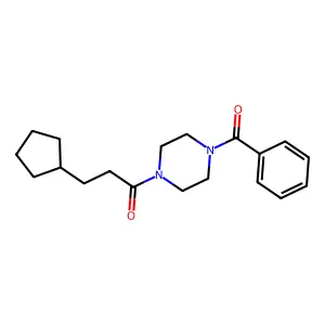 1-Benzoyl-4-(3-cyclopentylpropanoyl)piperazine structure
