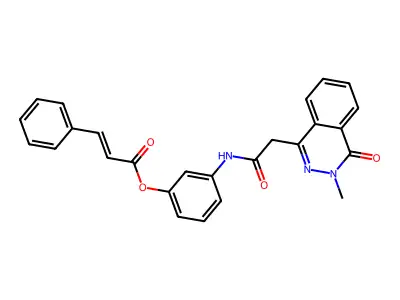 [3-[[2-(3-methyl-4-oxo-phthalazin-1-yl)acetyl]amino]phenyl] 3-phenylprop-2-enoate structure