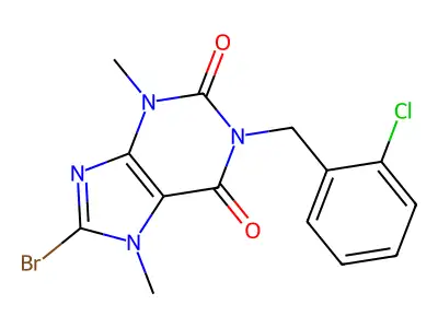 8-bromo-1-(2-chlorobenzyl)-3,7-dimethyl-1H-purine-2,6(3H,7H)-dione structure