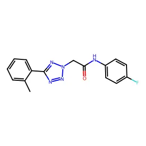 N-(4-fluorophenyl)-2-[5-(2-methylphenyl)tetrazol-2-yl]acetamide structure
