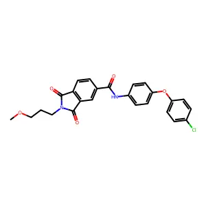 N-[4-(4-chlorophenoxy)phenyl]-2-(3-methoxypropyl)-1,3-dioxoisoindole-5-carboxamide structure