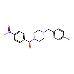 [4-[(4-Bromophenyl)methyl]piperazin-1-yl]-(4-nitrophenyl)methanone structure