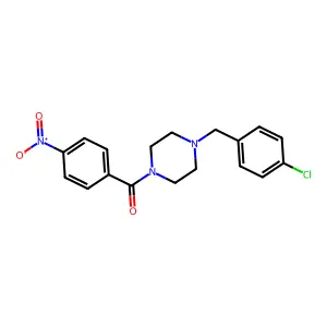 [4-[(4-Chlorophenyl)methyl]piperazin-1-yl]-(4-nitrophenyl)methanone structure