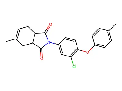 2-[3-chloro-4-(4-methylphenoxy)phenyl]-5-methyl-3a,4,7,7a-tetrahydro-1H-isoindole-1,3(2H)-dione structure