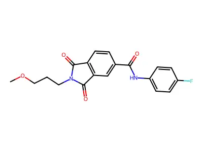 N-(4-fluorophenyl)-2-(3-methoxypropyl)-1,3-dioxoisoindole-5-carboxamide structure