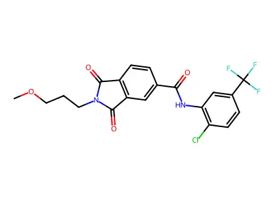 N-[2-chloro-5-(trifluoromethyl)phenyl]-2-(3-methoxypropyl)-1,3-dioxoisoindole-5-carboxamide structure