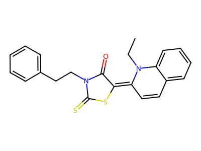 5-(1-Ethylquinolin-2(1H)-ylidene)-3-phenethyl-2-thioxothiazolidin-4-one structure