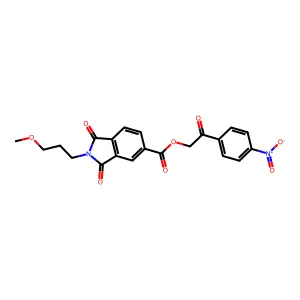 [2-(4-nitrophenyl)-2-oxoethyl] 2-(3-methoxypropyl)-1,3-dioxoisoindole-5-carboxylate structure