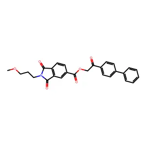 [2-oxo-2-(4-phenylphenyl)ethyl] 2-(3-methoxypropyl)-1,3-dioxoisoindole-5-carboxylate structure