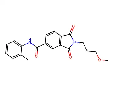 2-(3-methoxypropyl)-N-(2-methylphenyl)-1,3-dioxo-2,3-dihydro-1H-isoindole-5-carboxamide structure