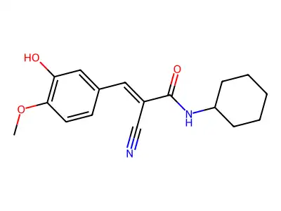 (2E)-2-cyano-N-cyclohexyl-3-(3-hydroxy-4-methoxyphenyl)prop-2-enamide structure