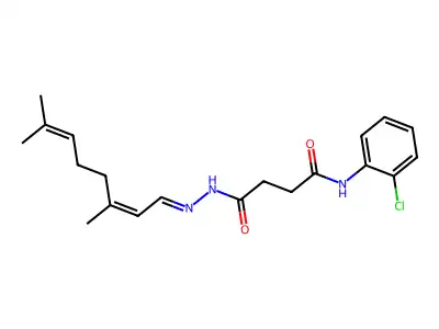4-[(2-Chlorophenyl)amino]-4-oxobutanoic acid 2-(3,7-dimethyl-2,6-octadien-1-ylidene)hydrazide structure